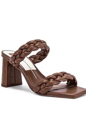Dolce Vita Paily Braided Double-Strap Espresso Heeled Sandal - Size 9.5